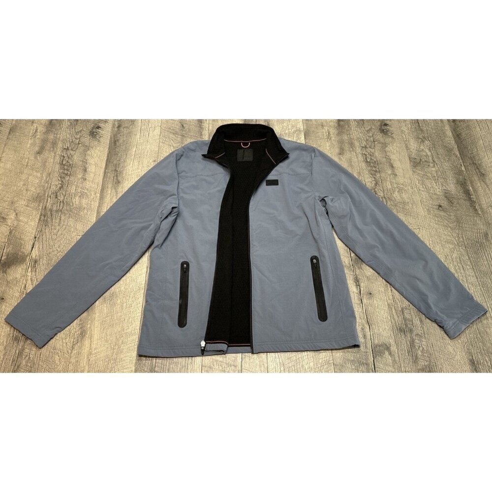 Abercrombie Fitch Jacket Mens Medium Blue Black Stretch Nylon Performance Lined